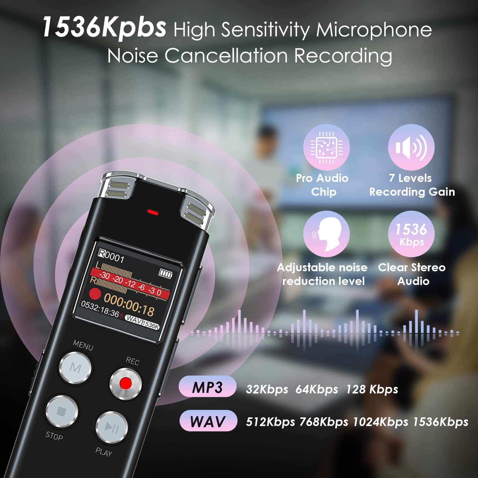 128Gb Digital Voice Recorder With Playback: Voice Activated Recorder For Lectures Meetings Interviews   Evistr Dictaphone Recording Device Tape Recorder Portable Mini, Audio Recorder With Usb, Mp3